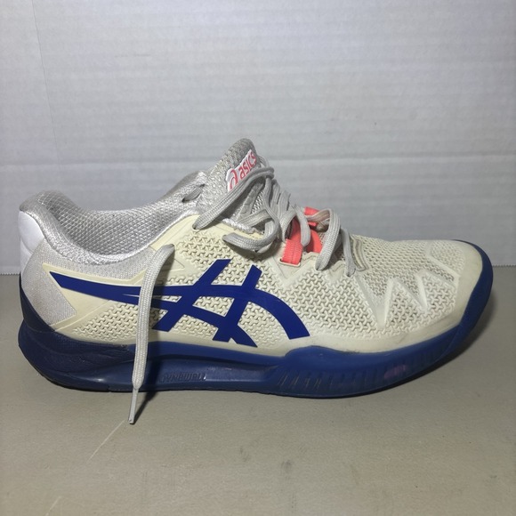 ASICS Gel Resolution 8 White Blue Athletic Tennis Pickleball Sneakers Womens 9.5 - Picture 4 of 8